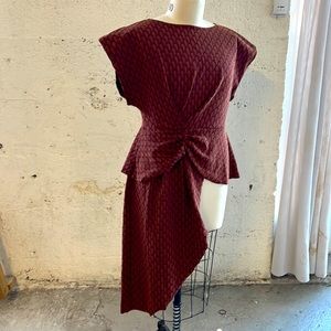 A really special piece - Bordeaux and tan patterned peplum top